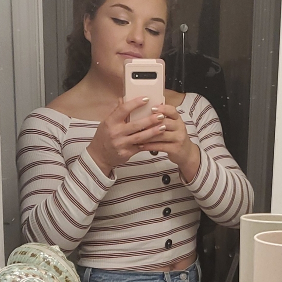 2/$5 Off-the-shoulder Striped Top - Picture 5 of 5